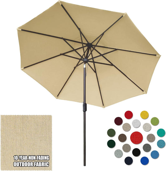 Eurmax 10Ft Market Umbrella with Hand Crank for Outdoor Use
