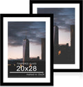 20x28 Poster Frame Set of 2 with Mat - Real Glass Wood Frames