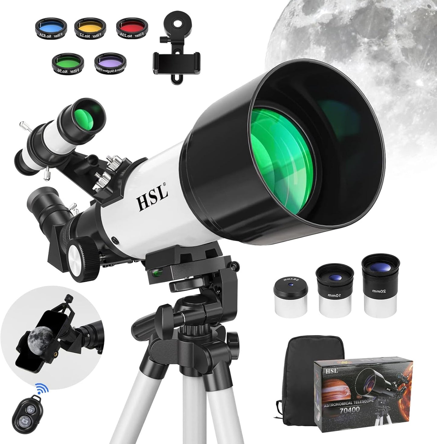 HSL70400 Telescope for Kids and Adults - High Powered 70mm