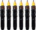 Real Wax Hand Dipped Taper Candles Matt Black - Flameless Timer