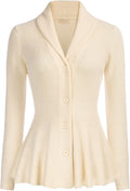 Women Vintage Cardigan Sweater Shawl Lapel Button Down - Flattering