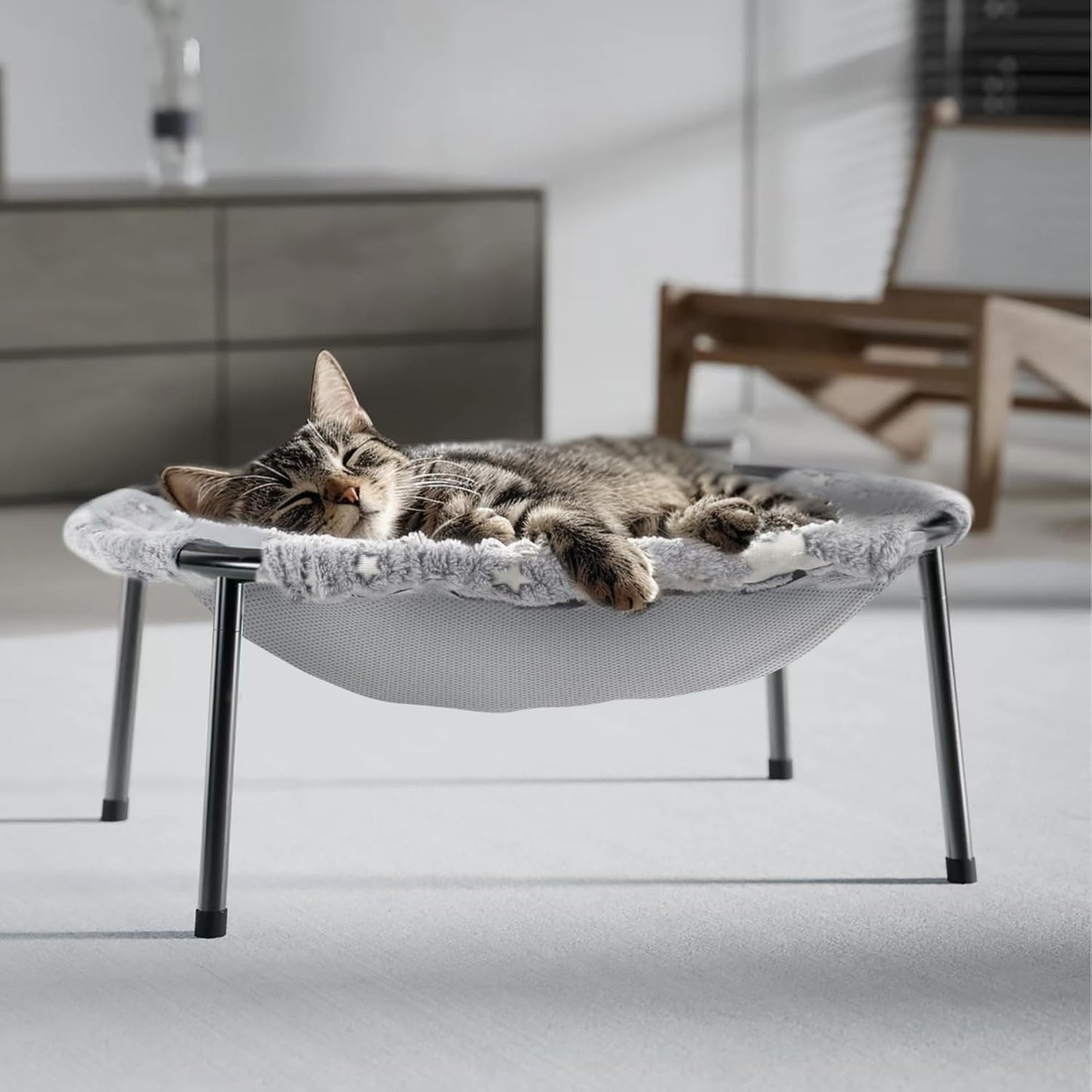 Elevated Cat Bed for Large Cats with Glow-in-The-Dark Fabric