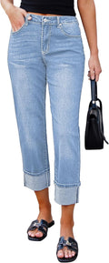 Straight Leg Jeans for Women Cropped High Waist - Flattering Everyday