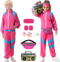 80s Tracksuit for Kids Retro 90s Outfit Pink - Full Costume