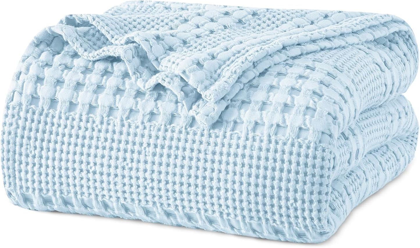 PHF 100% Cotton Waffle Weave Blanket for All-Season Comfort