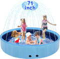 71 in Large Dog Pool with Sprinkler - Foldable 2-in-1 Splash Pad