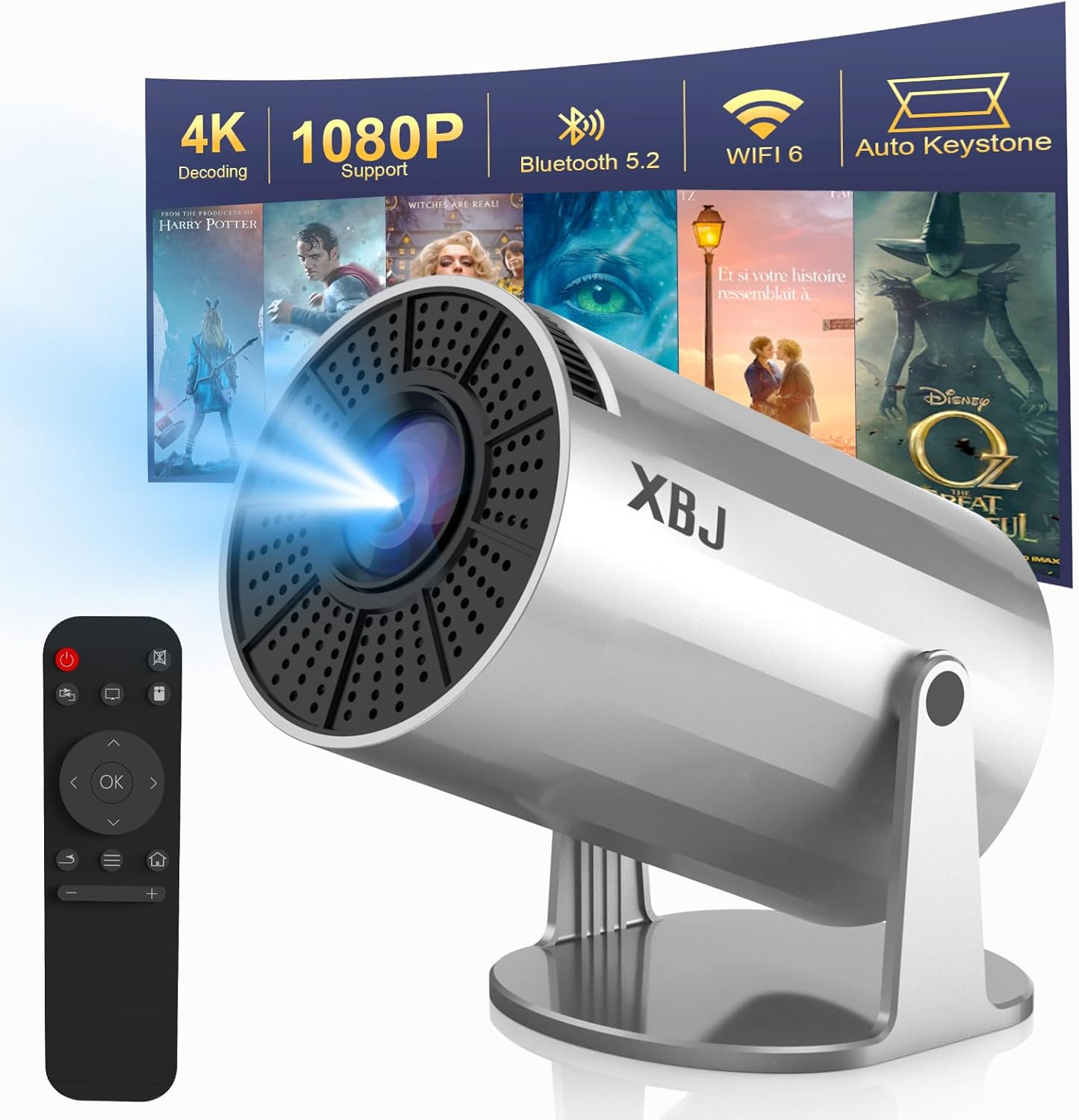 Portable Projector with Wifi and Bluetooth for Indoor Outdoor Use