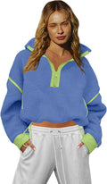 LAMISSCHE Oversized Women's Sherpa Sweatshirt with Half Zip