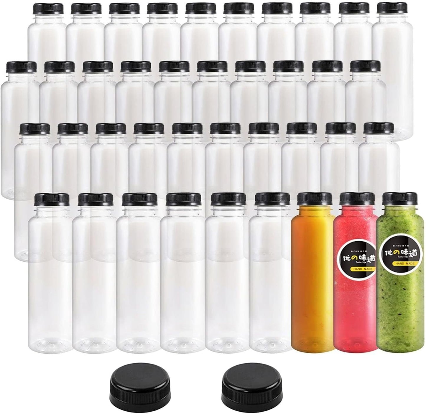 48pcs 8oz Plastic Juice Bottles with Tamper Evident Lids