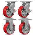 5 in x 2 in Industrial Plate Rigid & Brake Caster Set of 4 - Heavy
