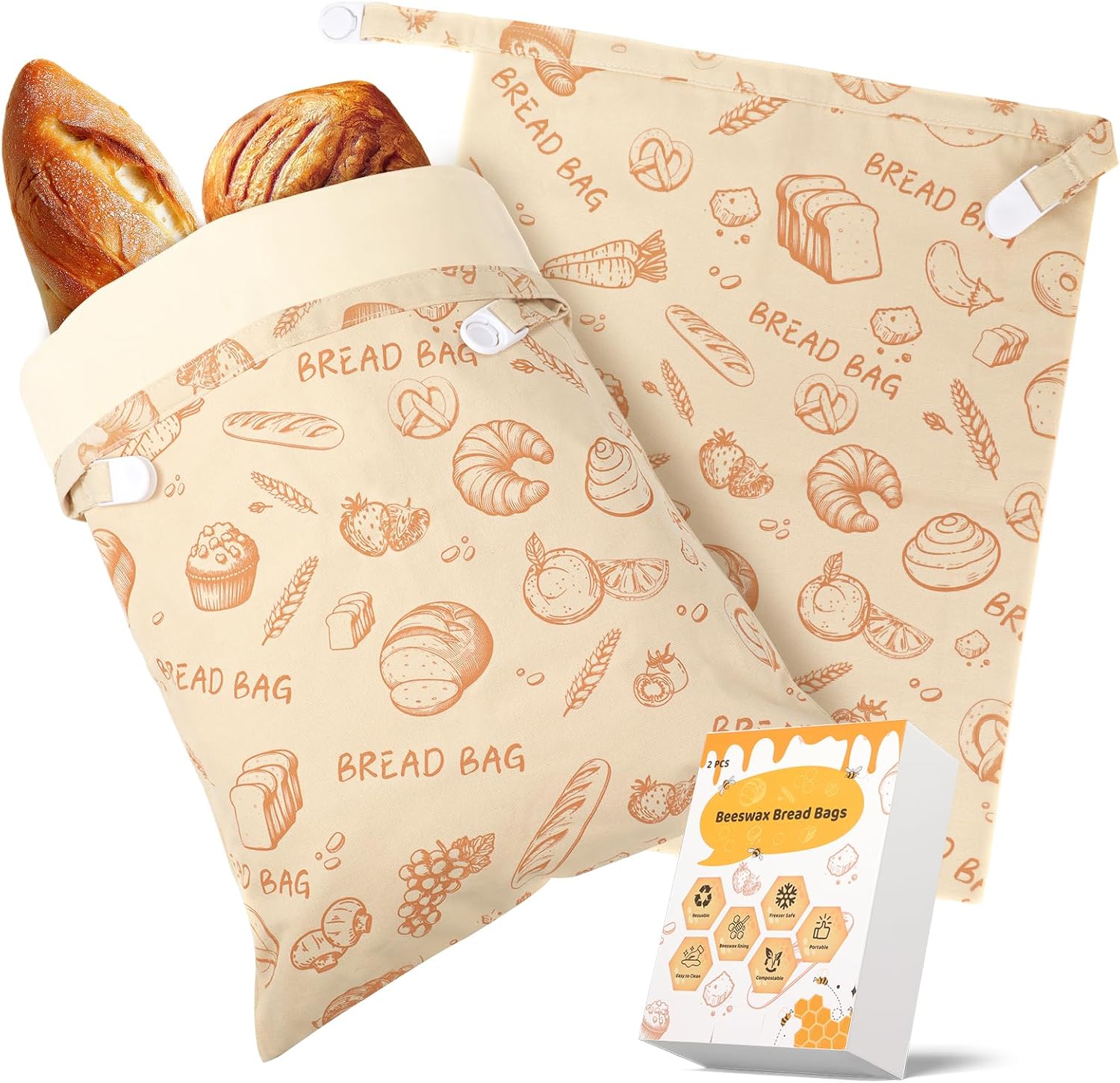 Sourdough Bread Bags for Homemade Bread - XL Reusable Beeswax