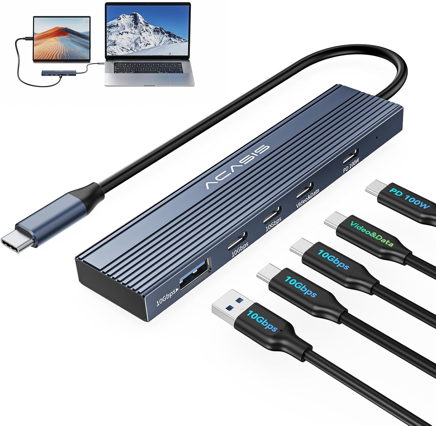 ACASIS USB C Splitter with 4K Video Output and 100W PD Charging