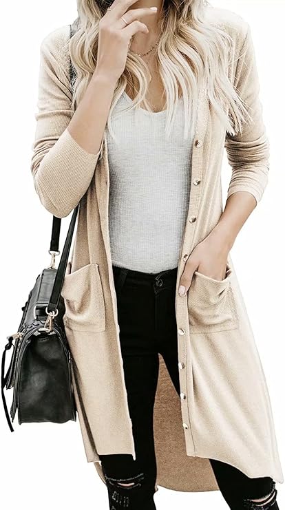 Dokotoo Womens 2023 Fashion Casual Open Front Cardigans Sweaters