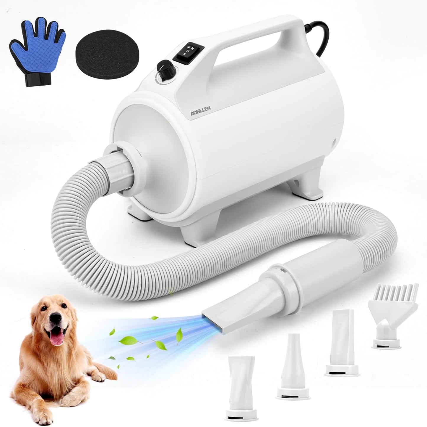 AONLLEN Powerful Dog Hair Dryer - Quick Grooming with Heat!