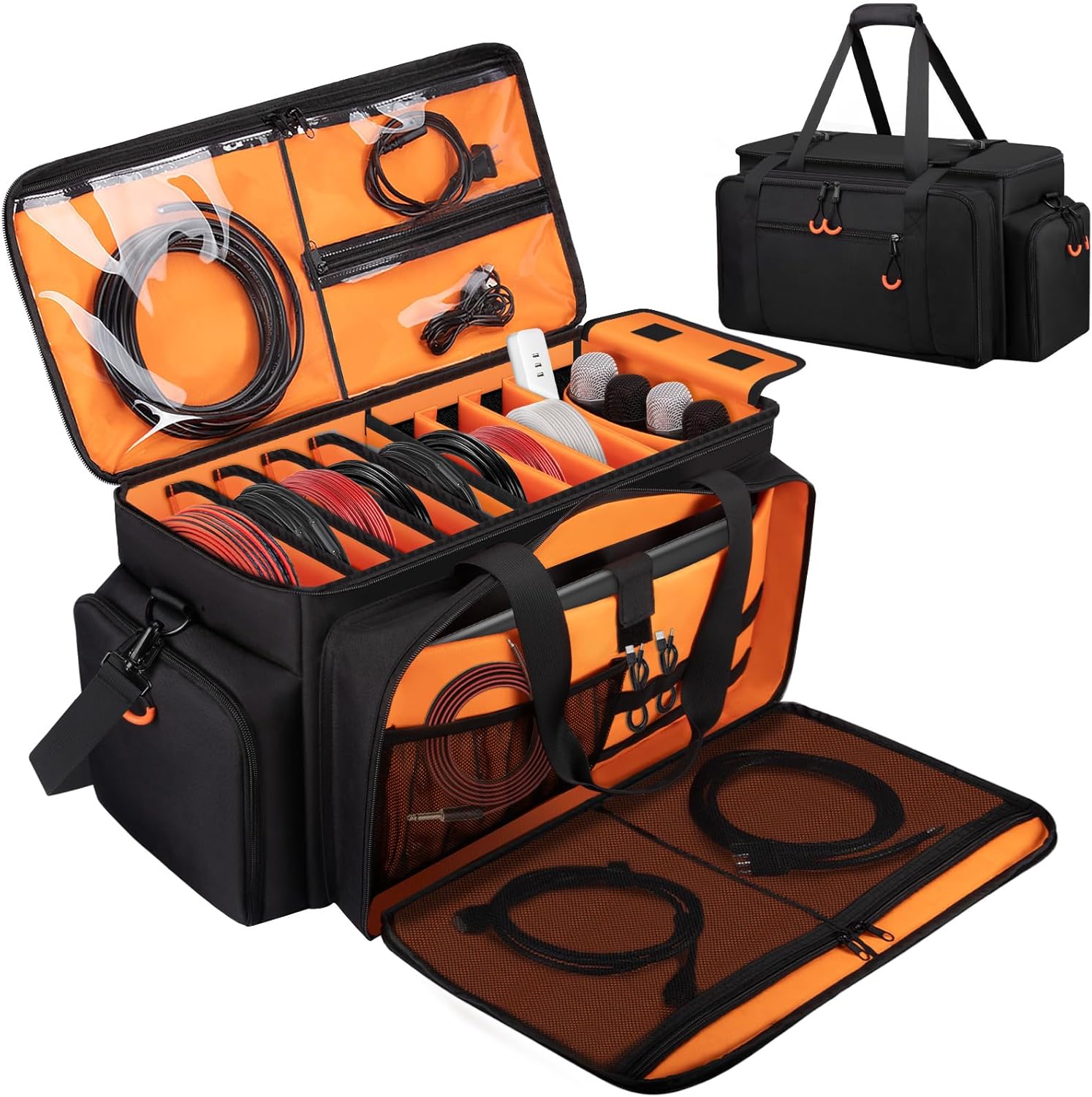 Large DJ Cable Bag with Laptop Pocket for Musicians and Gear