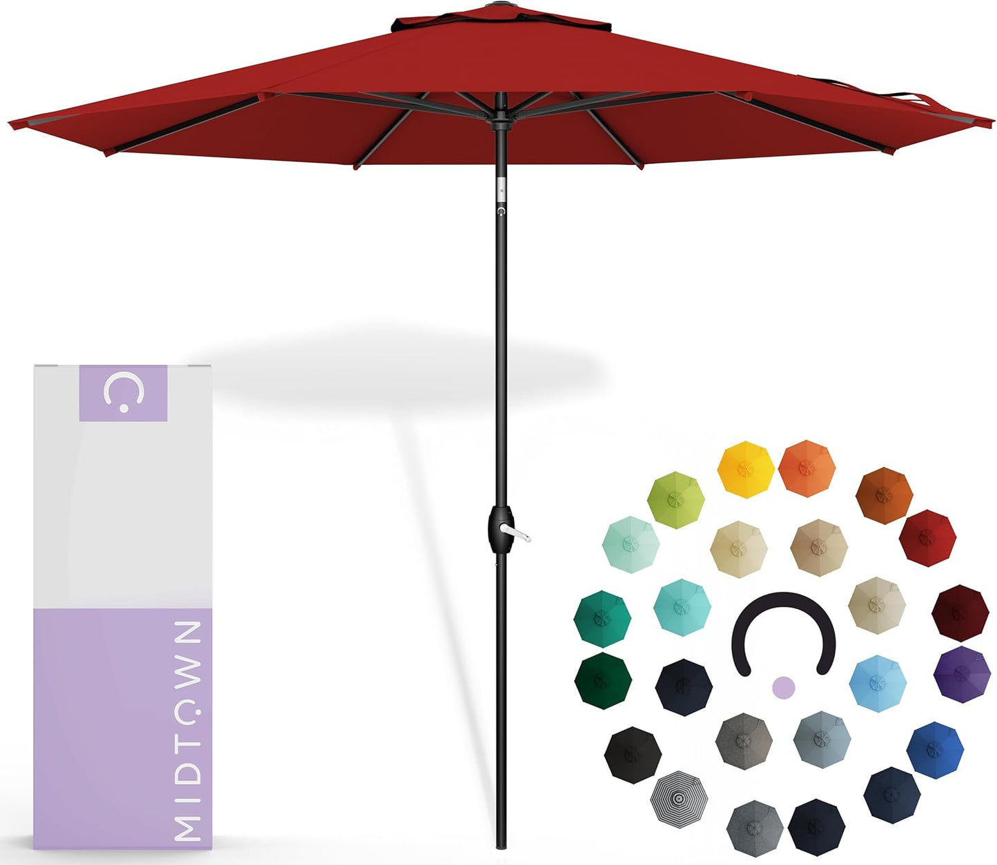 Midtown Umbrellas 9 Feet Outdoor Umbrella with Auto-Tilt Feature