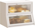Bamboo Bread Box Medium with Acrylic Wavy Door - Double Layer Storage