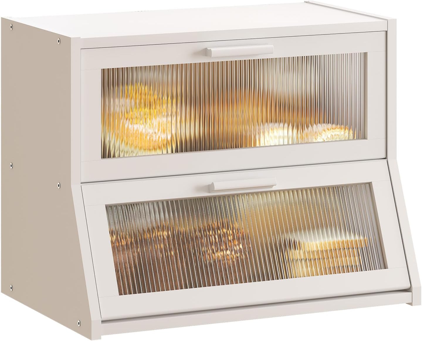 GHWIE Double Layer Bamboo Bread Box for Kitchen Counter Storage