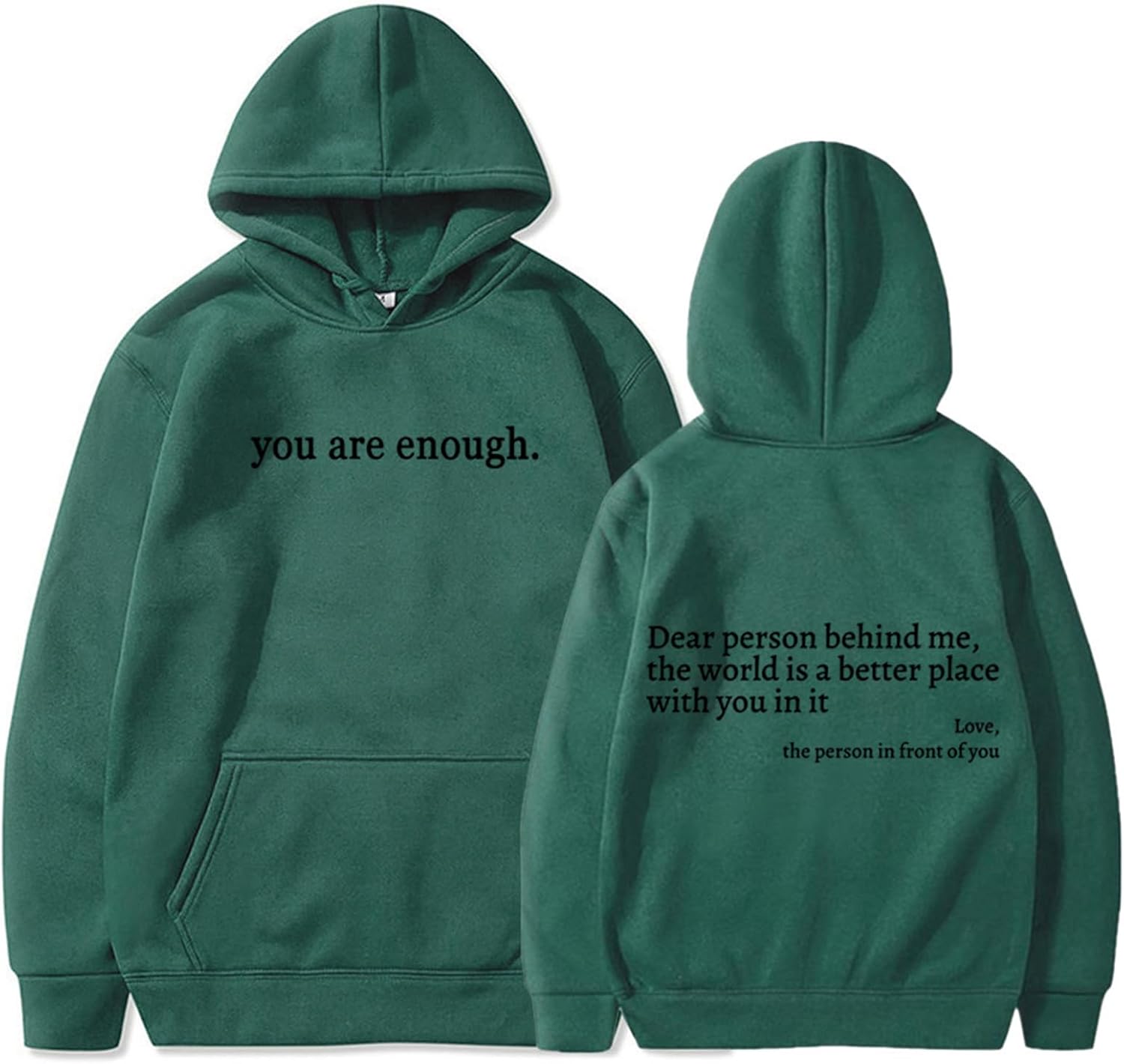 You are Enough Hoodie - Empowering Letter Print Pullover
