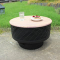 26 in Wood Burning Fire Pit Table with Grill & Lid - 3-in-1 Outdoor