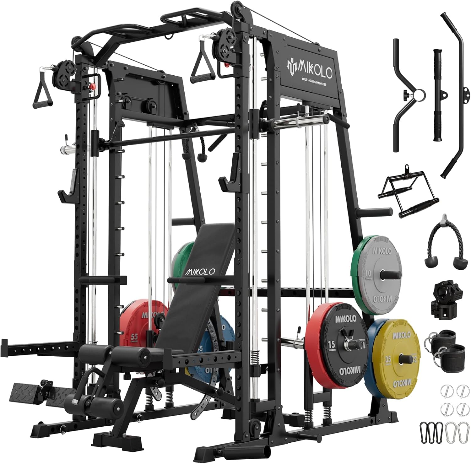 Mikolo Smith Machine with LAT-Pull Down & Cable Crossover System
