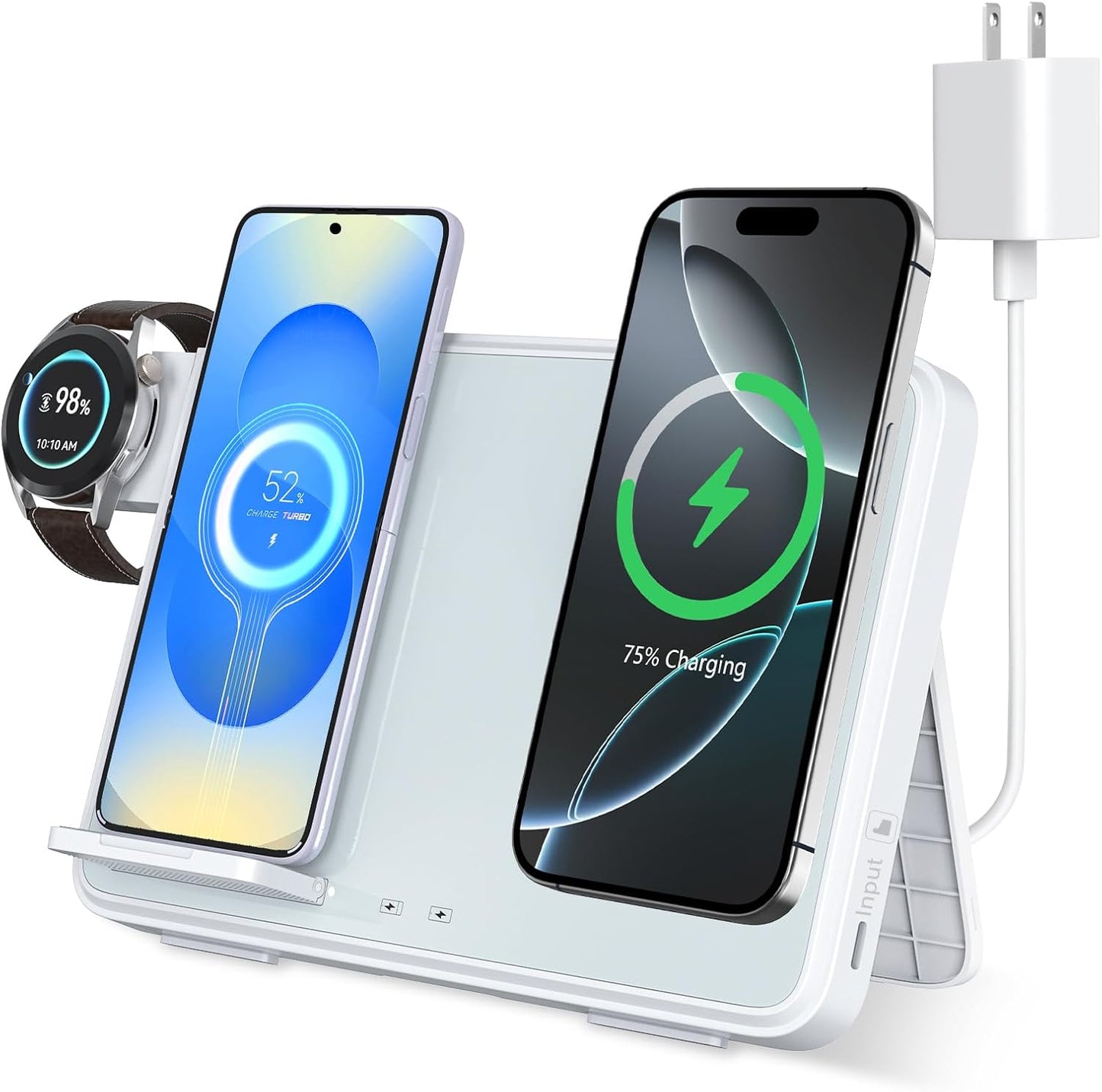 3 in 1 Wireless Charger Station for iPhone and Samsung Devices