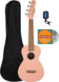 Fender Monterey Concert Ukulele Shell Pink Bundle - Portable