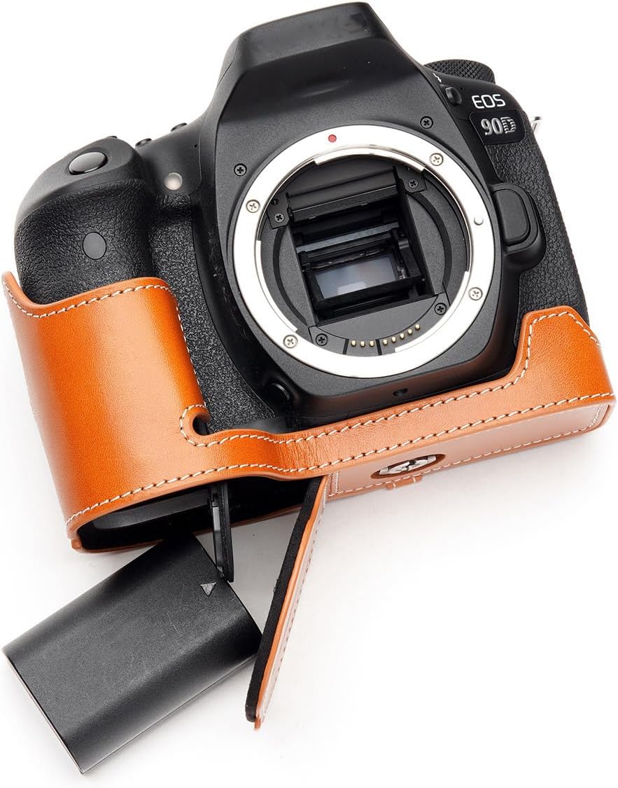 Handmade Genuine Real Leather Half Camera Case for Canon EOS 90D