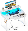 ODK 40 Inch Small Computer Desk with 3 Drawers and USB Ports - LED