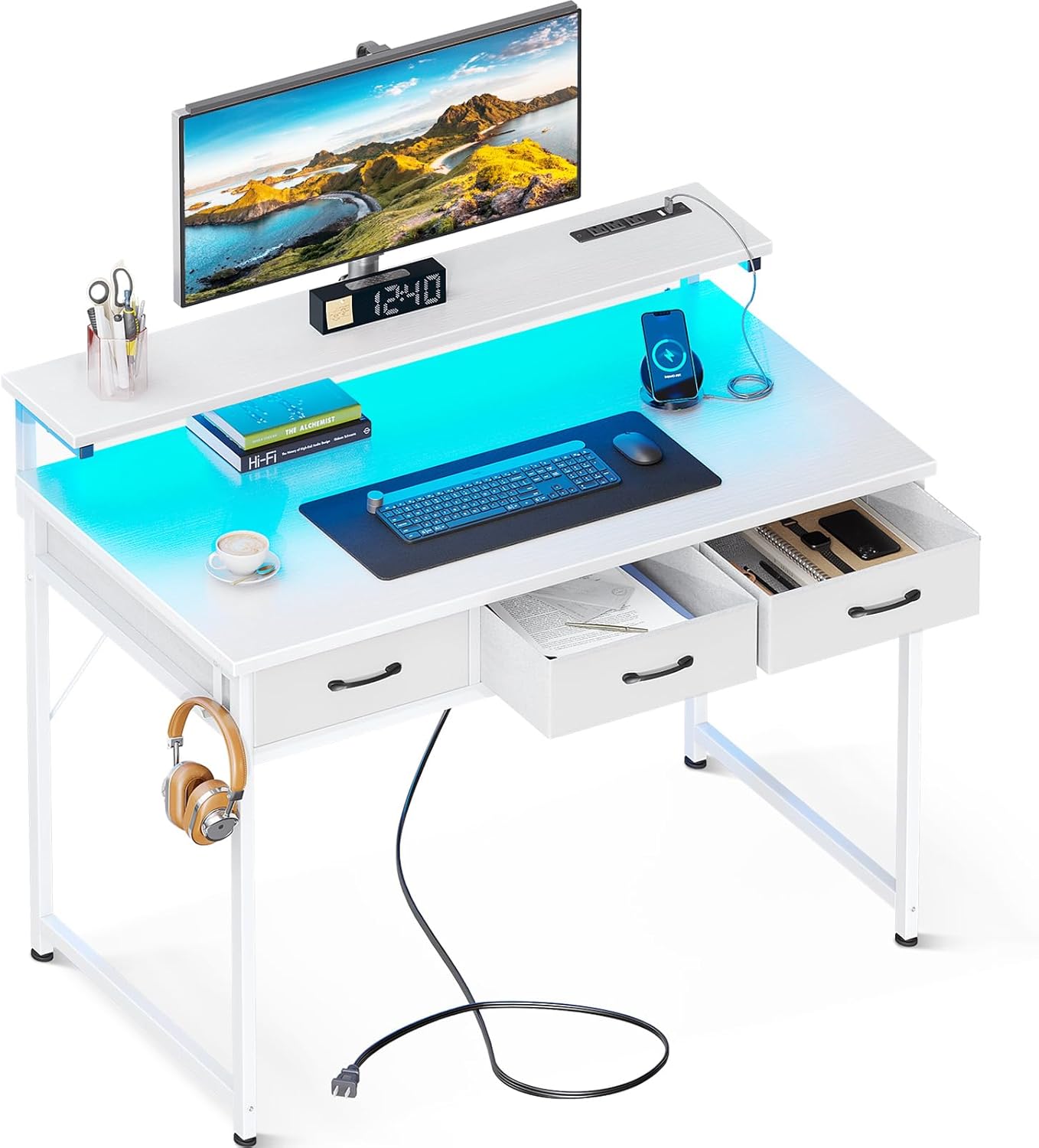 ODK 40 Inch Small Computer Desk with USB Power Outlets