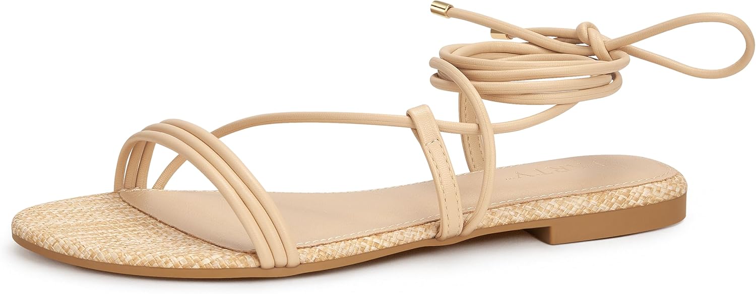 Chic Strappy Sandals for Women - Stylish Lace Up Flats