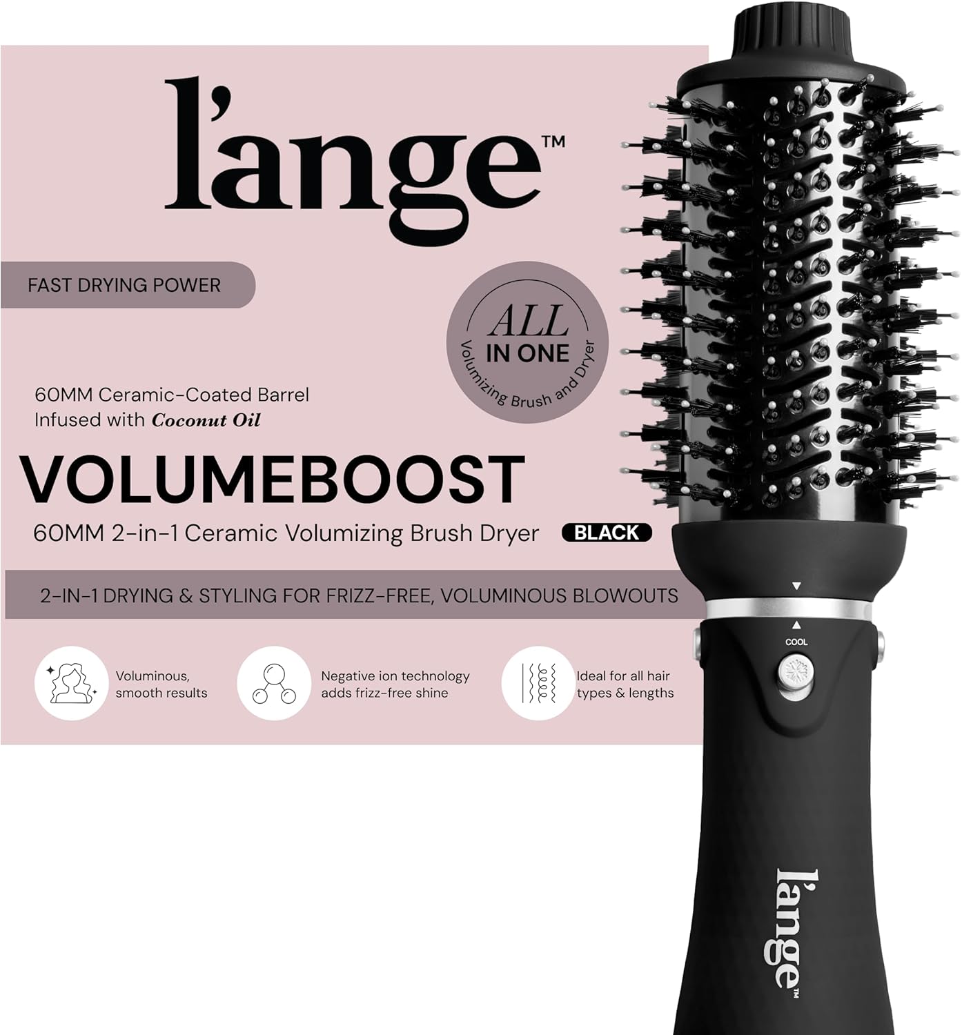 L'ANGE HAIR VolumeBoost 60mm Brush Dryer for Voluminous Blowouts
