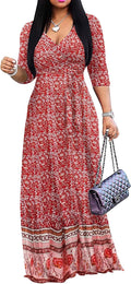 Yajedo Plus Size Casual Summer Maxi Dress with Pockets for Women