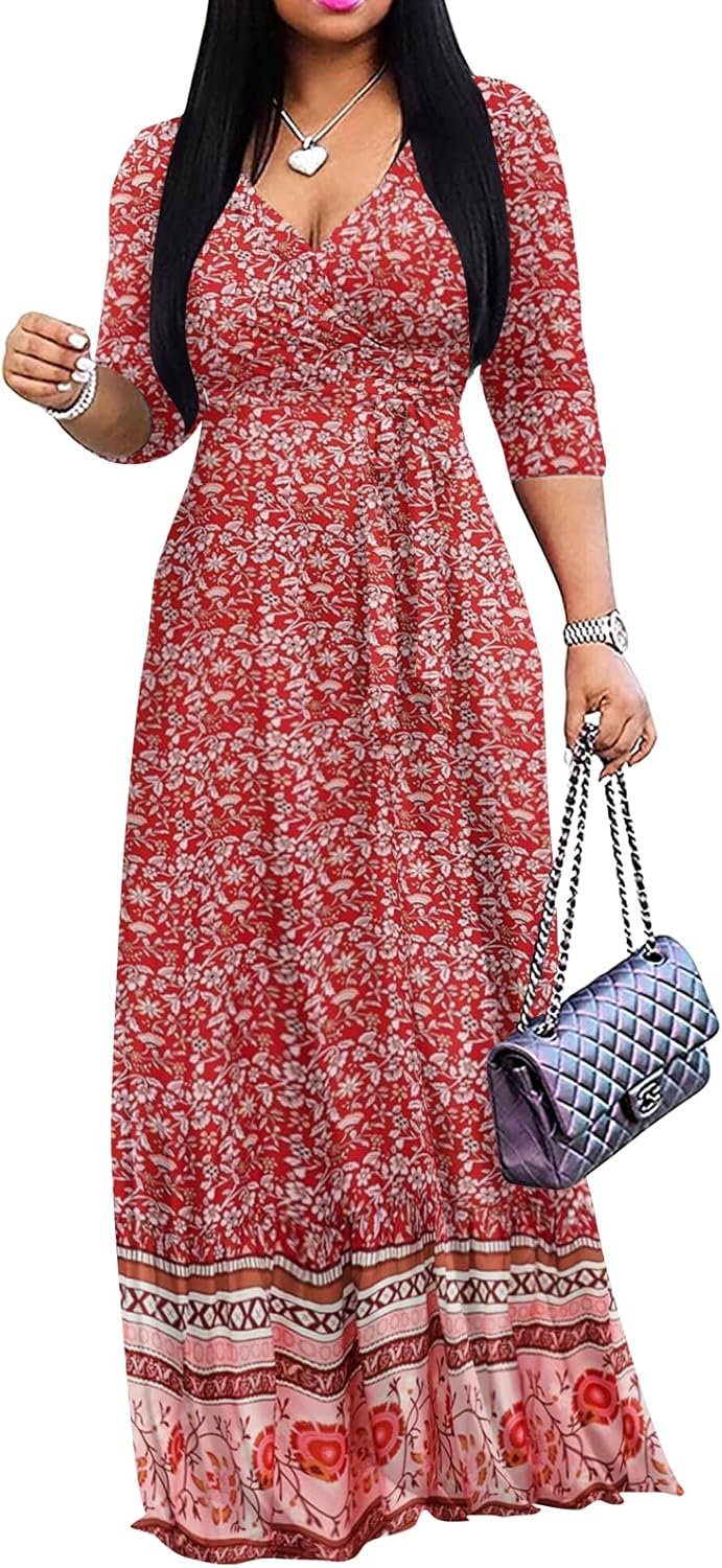 Yajedo Womens Casual Summer Maxi Dress Plus Size with Pockets