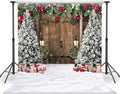 Rustic Christmas Backdrop Barn Door Backdrop 10x10ft - Festive Photo
