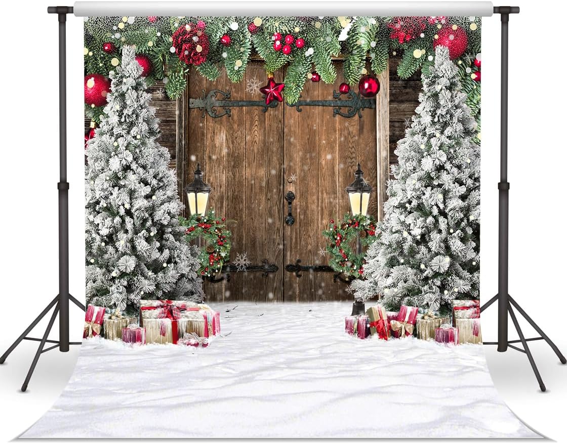 WOLADA Rustic Christmas Backdrop for Photography 10x10FT