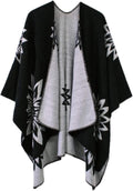 Women's Color Block Shawl Wrap Poncho - Wild Berry Celtic Ruana