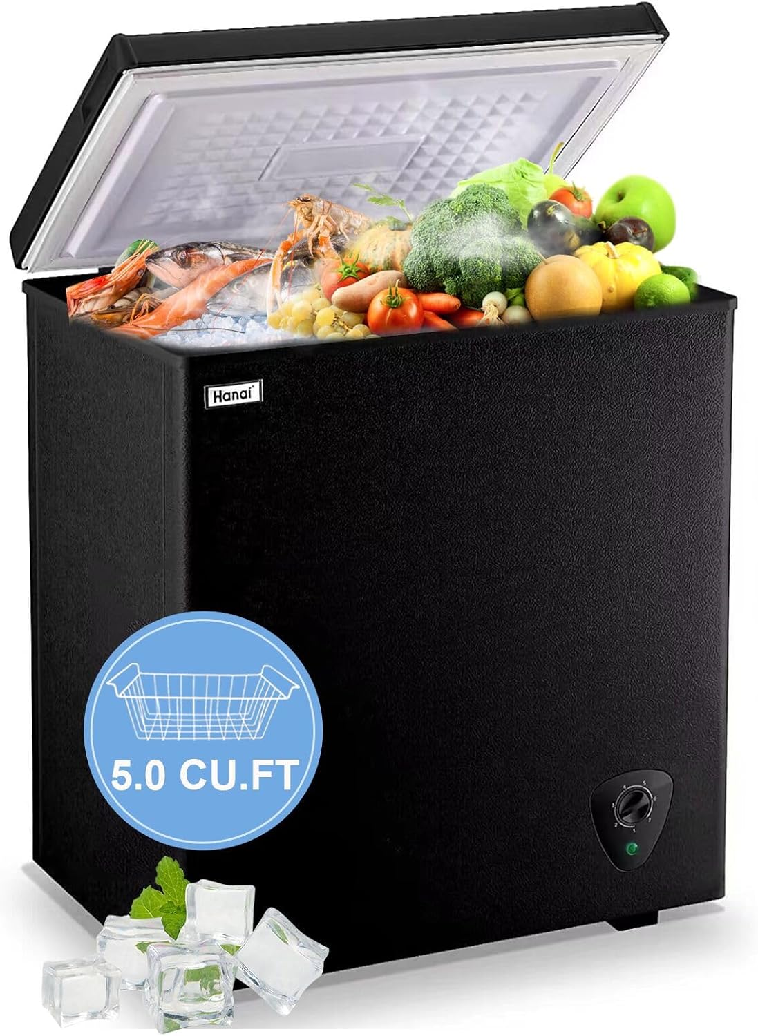 WANAI 5.0 Cu.Ft Compact Chest Freezer for Home and Dorm Use