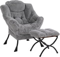 LITA Lazy Chair with Ottoman Plush Grey - Cozy Small-Space Lounge