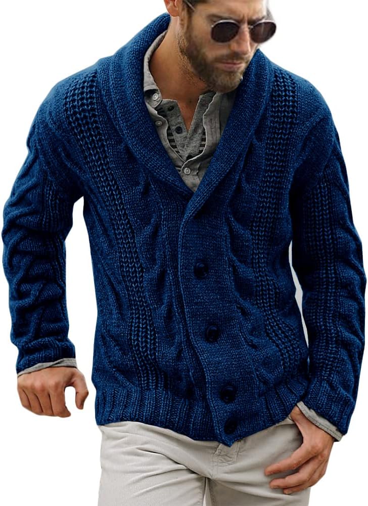 Mens Cable Knit Cardigan Sweater for Casual Style and Comfort