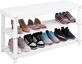 Bamboo Shoe Rack Bench 3-Tier Shoe Organizer - Sturdy Entryway Bench