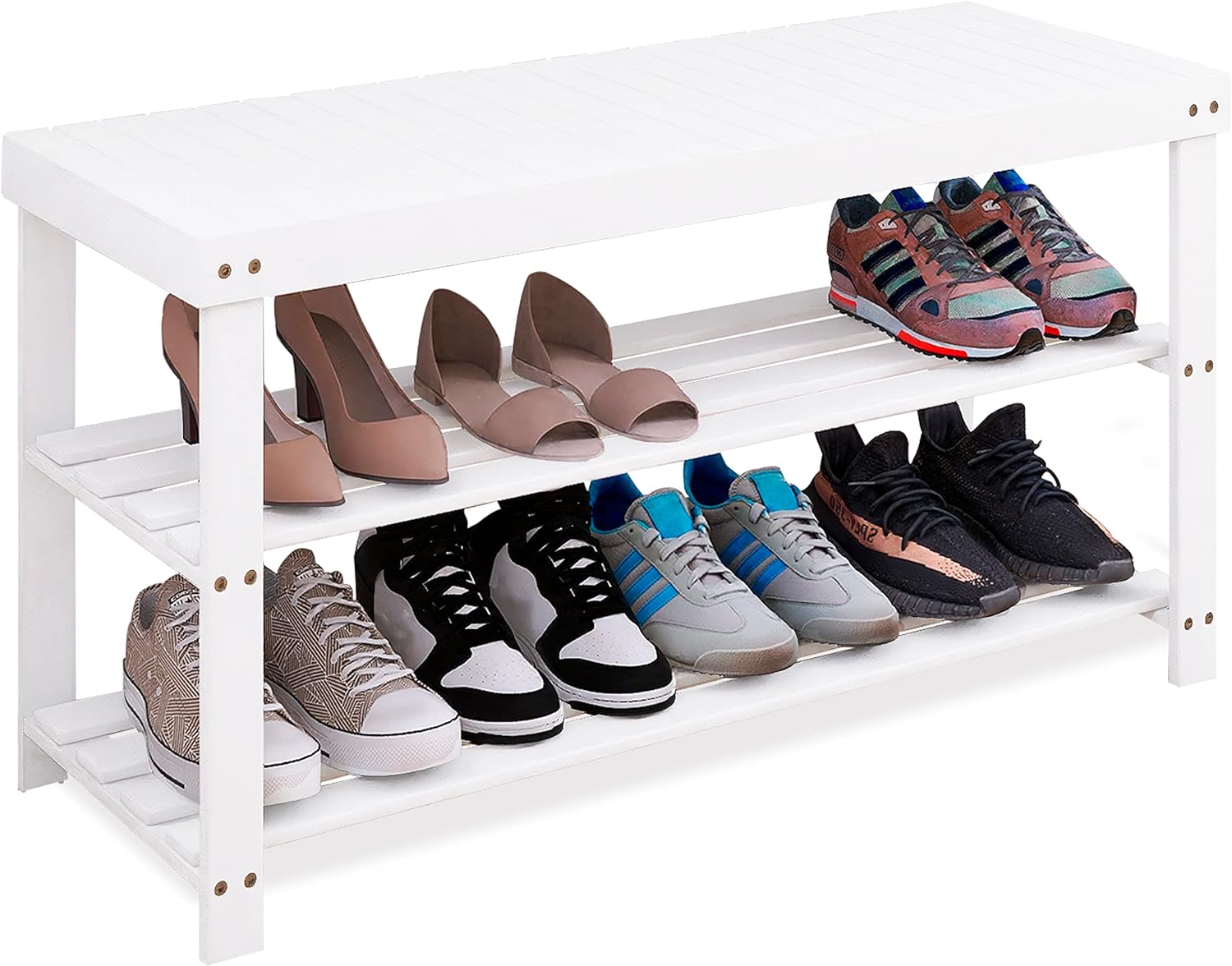 SMIBUY Bamboo Shoe Rack Bench for Entryway and Living Room