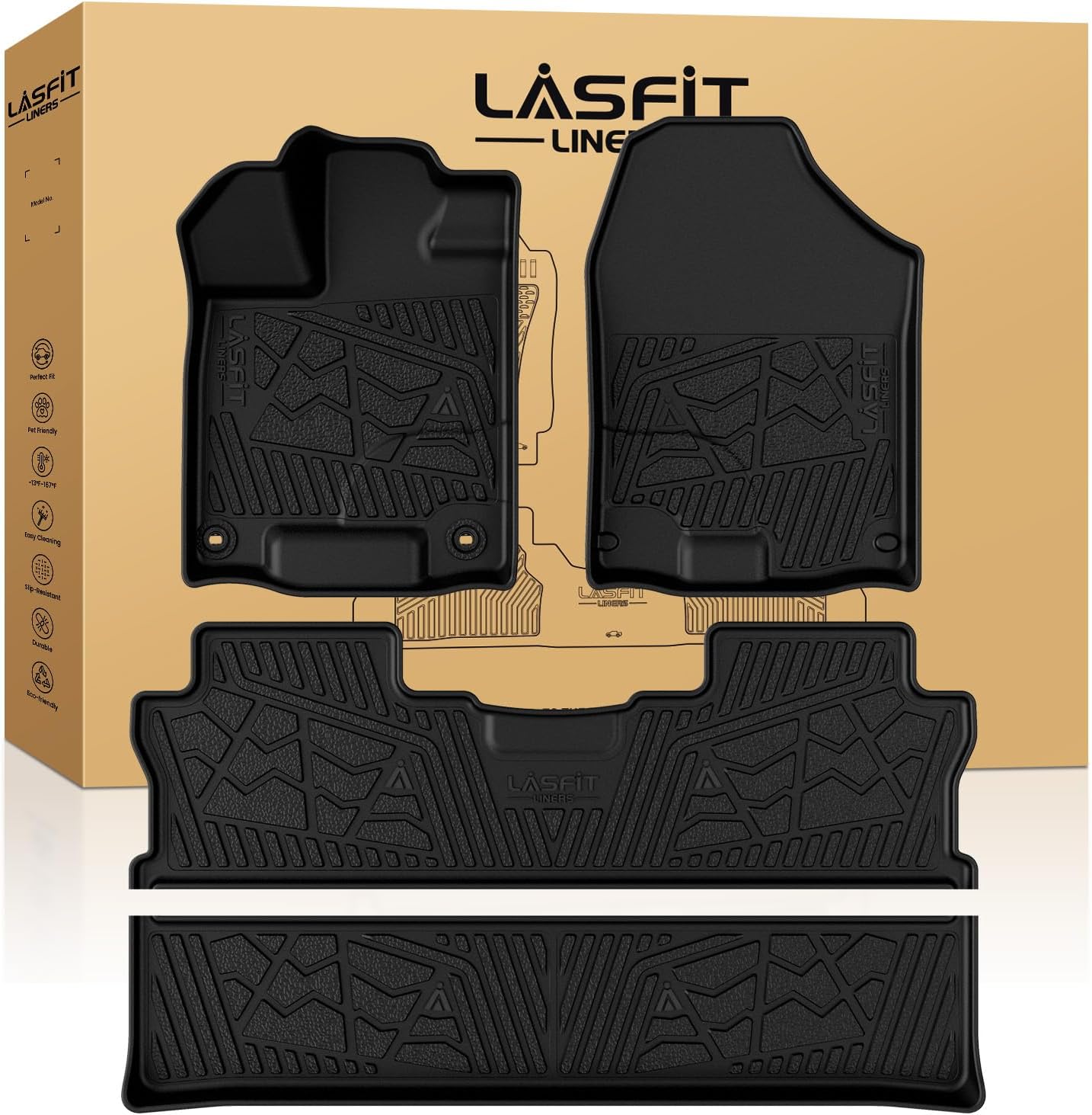LASFIT Floor Mats for Honda Ridgeline 2017-2026 - All Weather