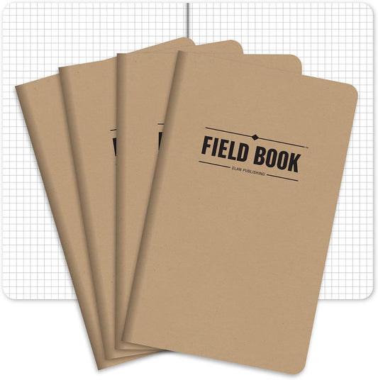 Elan Field Journal 5x8 - Pack of 4 Kraft Graph Books
