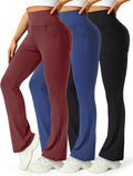 Womens High Waist Flare Pants - Flare Yoga Pants with Pockets