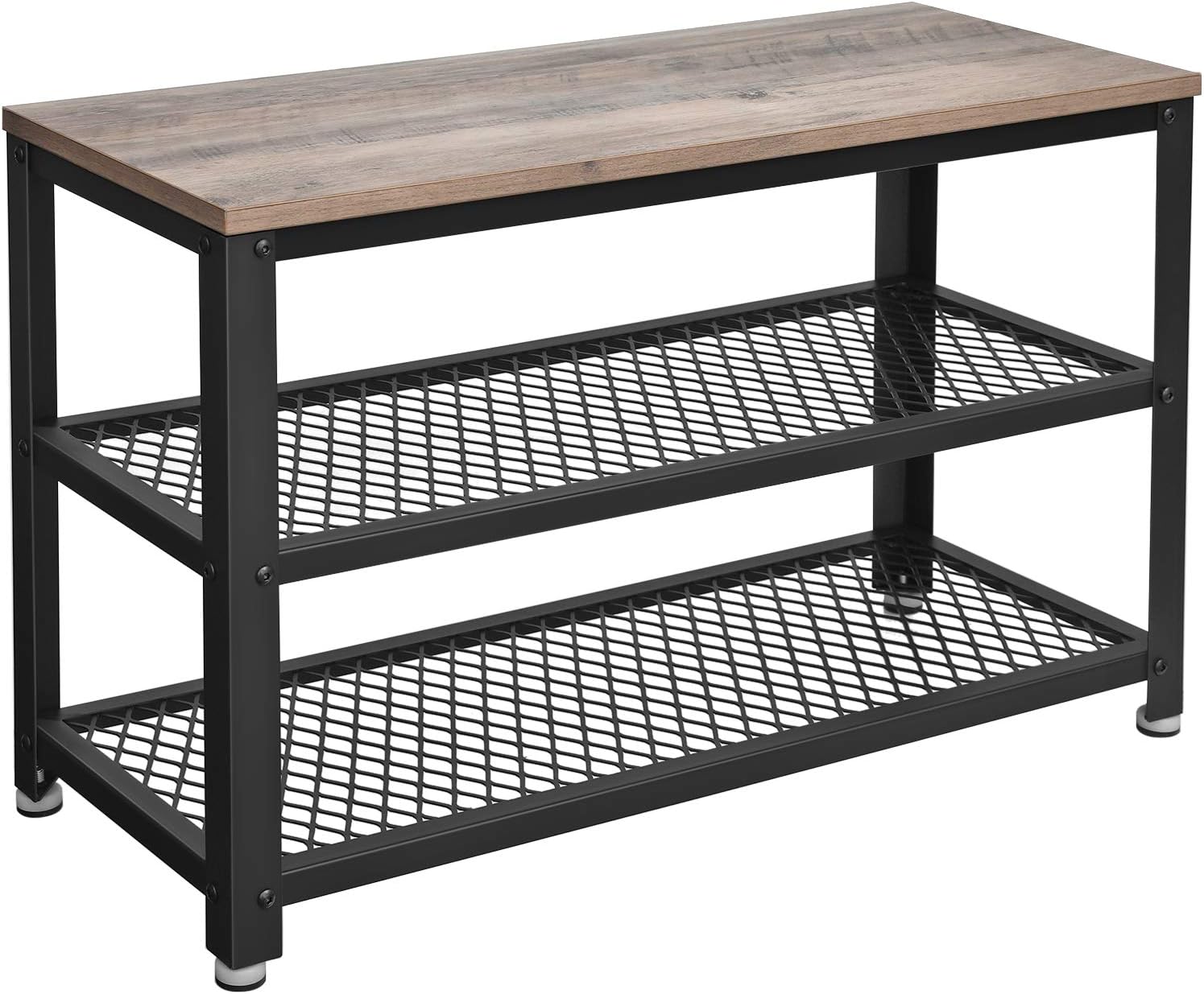 3-Tier Shoe Rack with Metal Mesh Shelves for Entryway Storage
