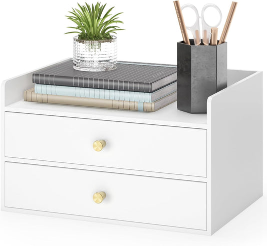 Bamboo Desk Organizer with Drawers by Wisuce Essentials