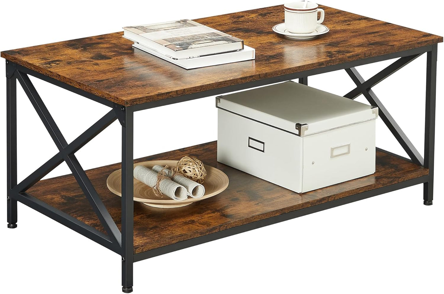 VASAGLE Industrial Coffee Table with Shelf