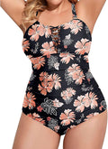 Women Plus Size One Piece Swimsuit - Tummy Control V-Neck