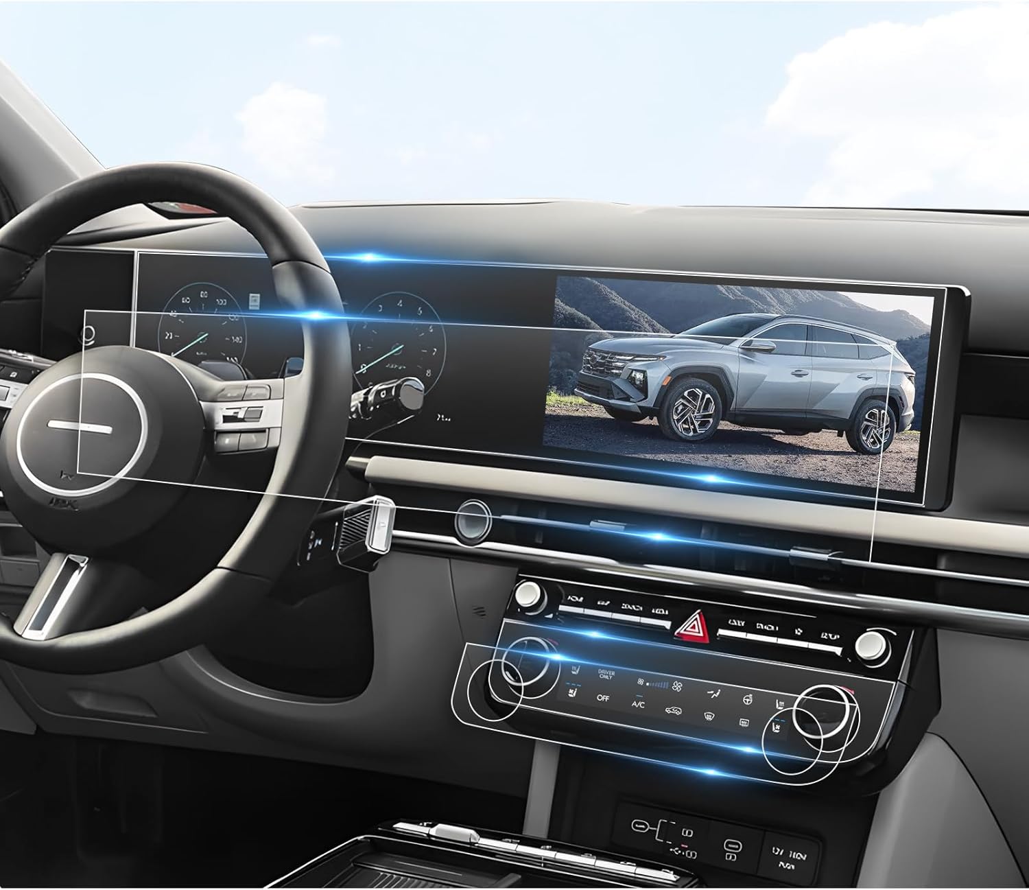 BIBIBO 4Pcs Screen Protector for 2025 Hyundai Tucson & Santa Cruz